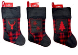CHRISTMAS CRAFT STOCKING SNOWFLAKE BLACK/RED