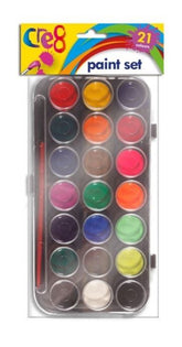 21 COLOUR PAINT AND BRUSH PALETTE SET
