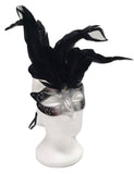 SILVER MASK NO LACE W/FEATHERS