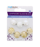 7 PC LAMPWORK GLASS BEADS PEARL