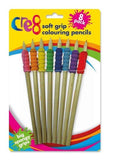 8PK SOFT GRIP COLOURING PENCILS