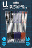 8 PK ASSORTED - RETRACTABLE BALLPOINT PENS