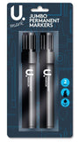 2PK JUMBO BLACK PERMANENT MARKERS