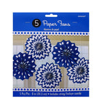 5PK PAPER FAN ROYAL BLUE 20CM
