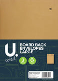 3PK BOARD BACK ENVELOPES LARGE