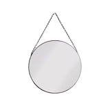 MATT BLACK METAL FRAME MIRROR W/CHAIN