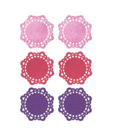 6 PC FELT DOILIES GLAM 3 COLOURS