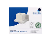 CERAMIC TUMBLER & HOLDER WHITE