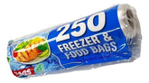 250 LRG FREEZER& FOOD  BAGS (22cm x 28cm) Approx.