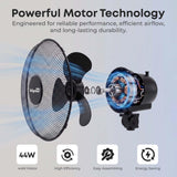 Infapower 16" Pedestal Fan | Black | Oscillating Cooling Fan | 3 Speed | Adjustable Height