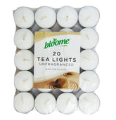 20PK- UNFRAGRANCED WHITE TEA LIGHTS/CANDLES