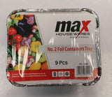 MAX HOUSE WARES RECTANGLE FOIL CONTAINERS WITH LIDS 9 PACK