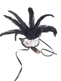 SILVER MASK WITH BLACK LACE W/FEATHERS