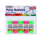 RYSONS 5PK PARTY BUBBLES & WAND 60ML