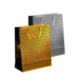 GIFT BAG W/ HANDLES LARGE GOLD SILVER 32 X 26CM