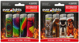 4 PK ASSORTED DECORATED REFILLABLE LIGHTERS
