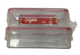 MAX HOUSE WARES 500ML SIGMA RECTANGLE CLIP LOCK CONTAINER 2 PACK RED AND WHITE