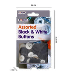 BLACK & WHITE BUTTONS ASSORTED SIZES