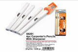 JAK 4PK CARPENTER'S PENCILS WITH SHARPENER