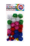 Rysons Fluff and Tinsel Pom Poms 40 Piece