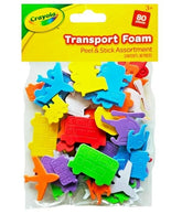 80PC CRAYOLA ASSORTED PEEL & STICK TRANSPORT FOAM