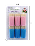 6 X 100PK WOODEN COCKTAIL STICKS
