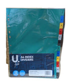 12PK ASSORTED A4 INDEX DIVIDERS