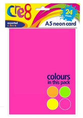 24PK ASSORTED CRE8 A5 NEON CARDS/SHEETS