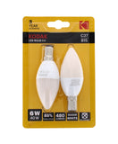 2PK KODAK LED BULB CANDLE B15 BAYONET 6W WARM WHITE