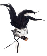 SILVER MASK NO LACE W/FEATHERS