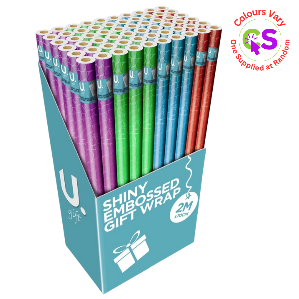 ASSORTED SHINY EMBOSSED GIFT WRAP 200X70CM