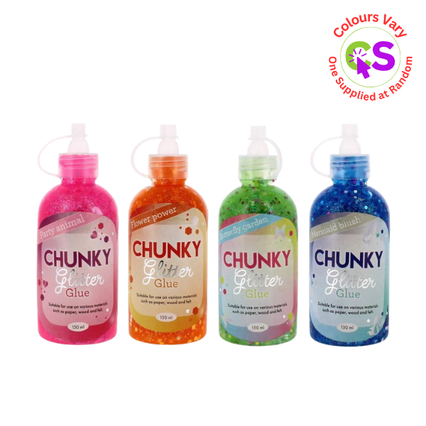ASSORTED GLITTER GLUE 150ML