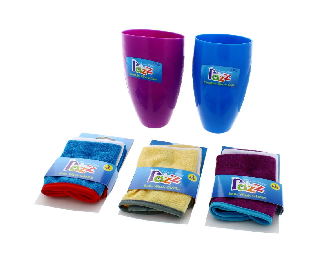 3PK ASSORTED WASH CLOTHS & FLEXI CUP