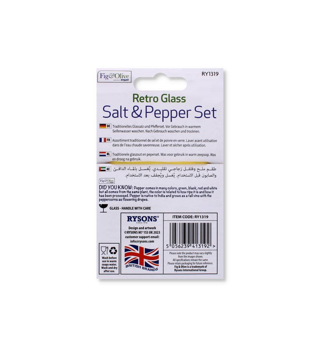 2PK RETRO GLASS SALT & PEPPER SET
