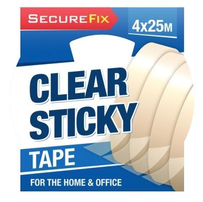 4PK CLEAR STICKY TAPE- 25 MTR