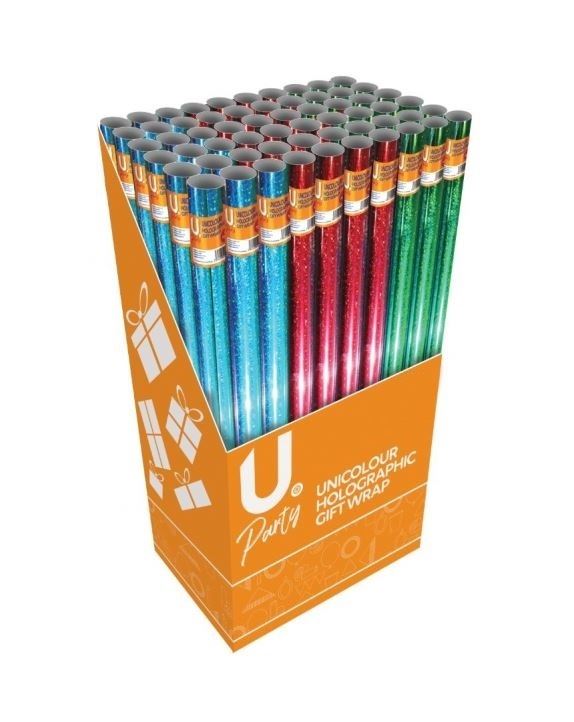 U PARTY UNICOLOUR HOLOGRAPHIC GIFT WRAP 5M X 70CM