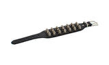 LEATHER BRACELET 3 STUDS BLACK & SILVER
