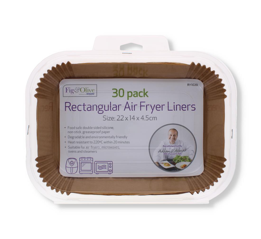 30PK RECTANGULAR AIR FRYER LINERS 22 x 14 x 4.5CM