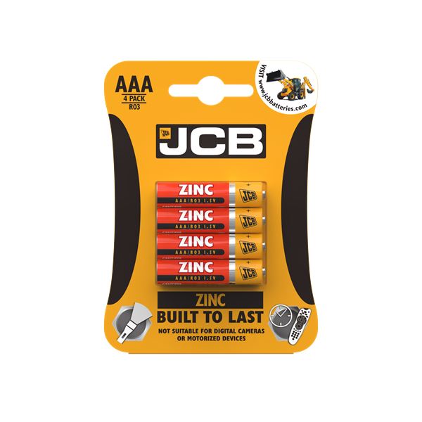 JCB AAA ZINC BATTERIES 4 PACK
