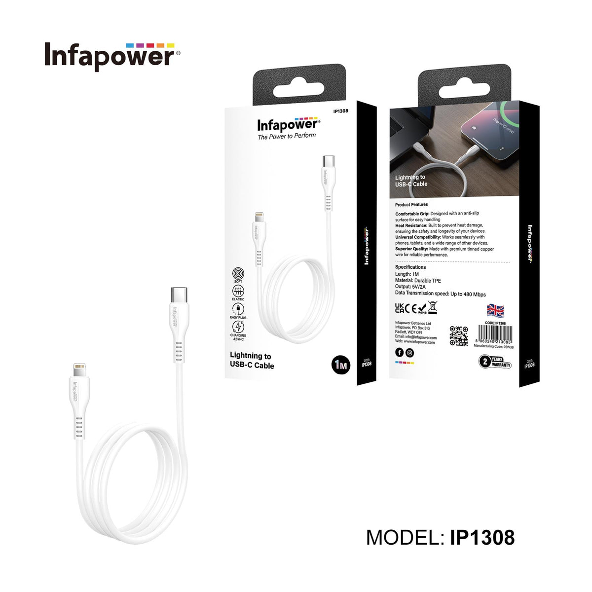 Infapower 1M USB-C to Lightning Charging Cable