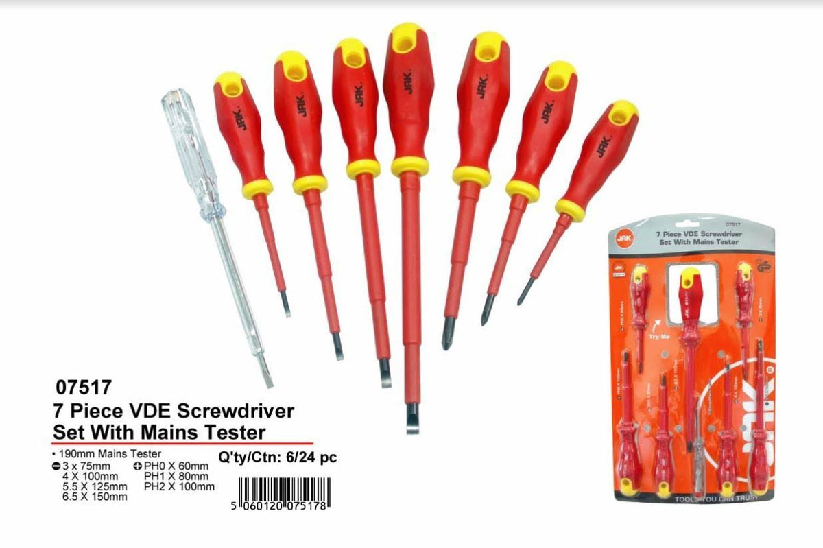 7PK JAK SCREWDRIVER SET WITH MAINS TESTER