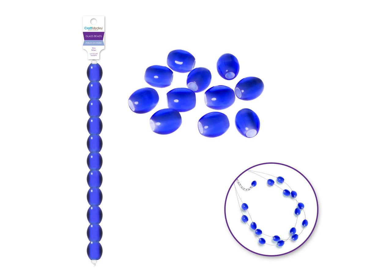 GLASS BEADS 12.7 CM STRAND REGAL BLUE