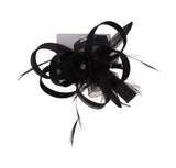 BLACK FLOWER & REAL FEATHER HAIR CLIP