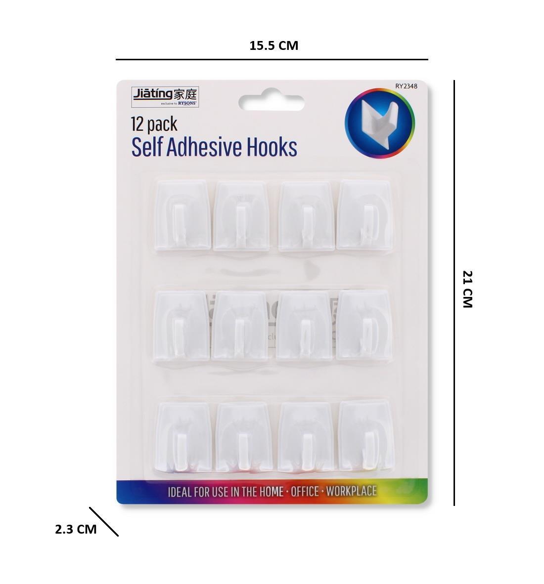 12PK SELF ADHESIVE HOOKS