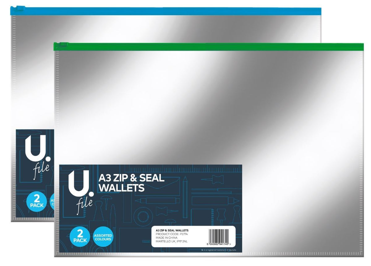 2PK ASSORTED LARGE ZIP & SEAL WALLETS