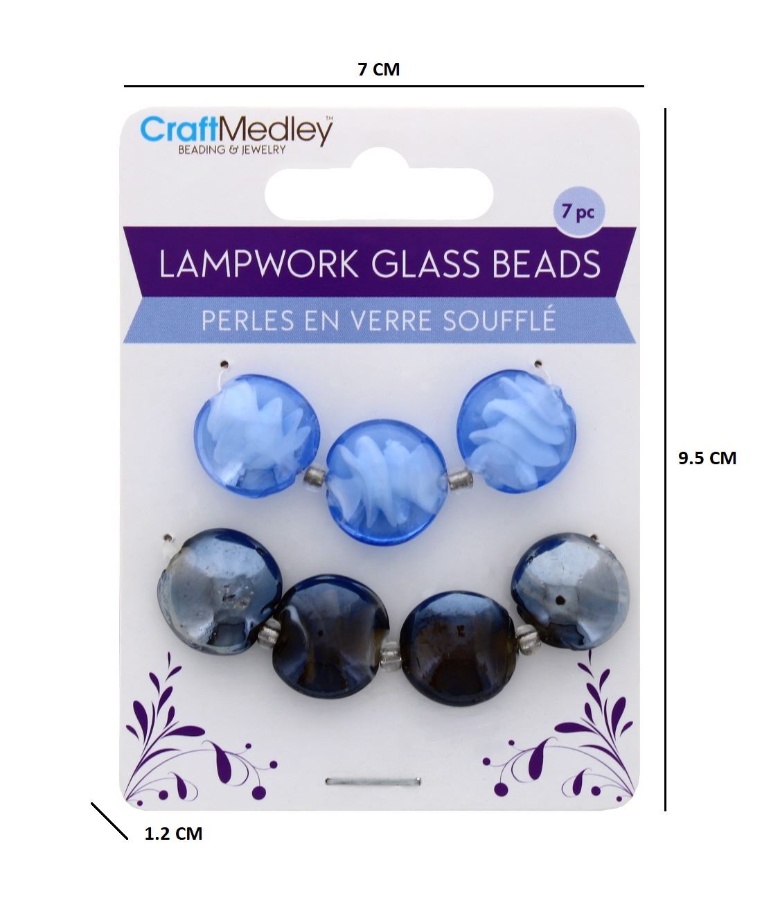 7 PC LAMPWORK GLASS BEADS DUSK