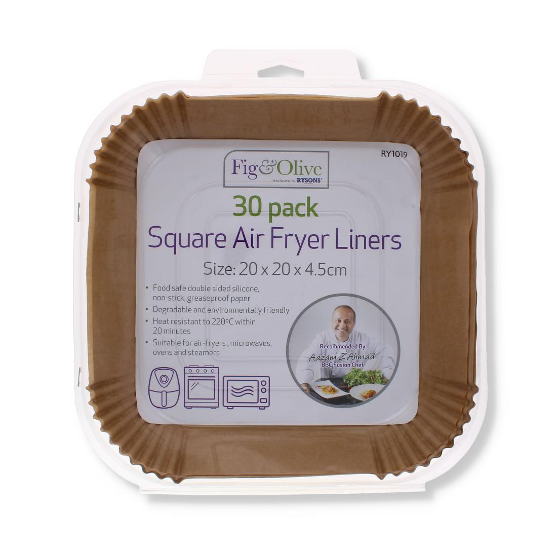 30PK SQUARE AIR FRYER LINERS 20 x 20 x 4.5 CM