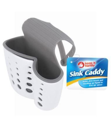 KEEP IT HANDY SINK CADDY FOR HOLDING DISH BRUSH WHITE