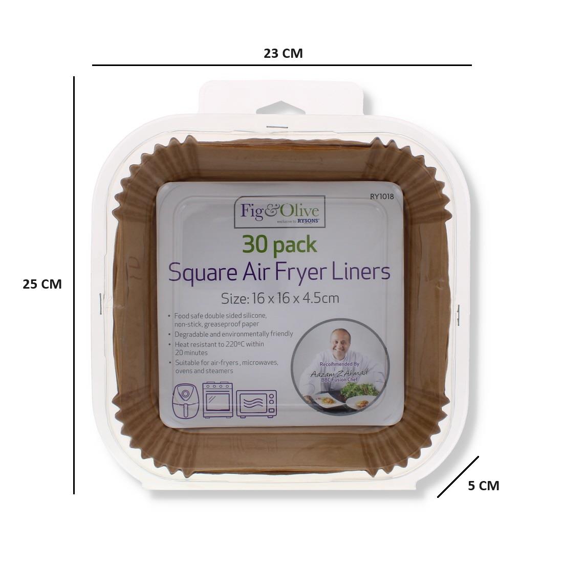 30PK SQUARE AIR FRYER LINERS 16 x 16 x 4.5 CM