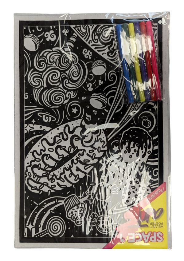 VELVET POSTER ART W/ ASST PENS SPACE 1 38 X 25CM